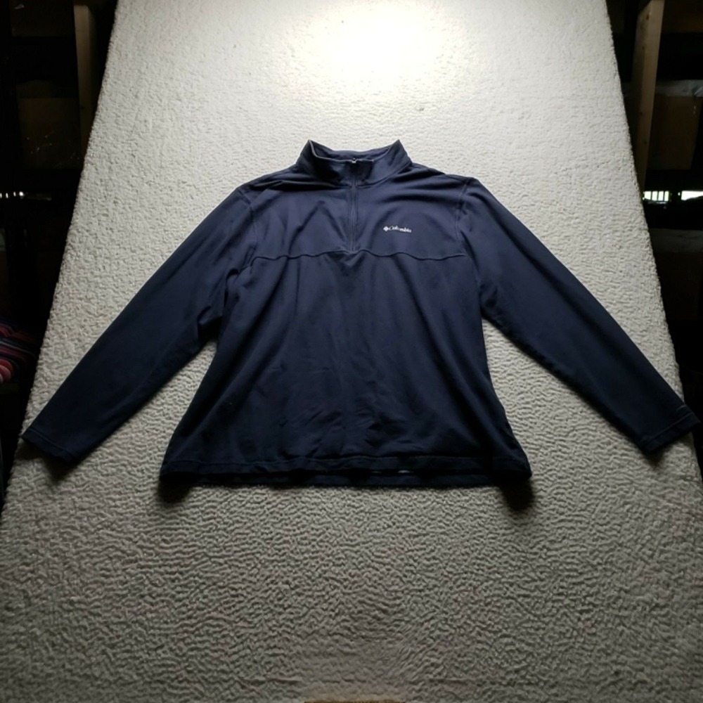 Columbia Pullover Mens 2XL Blue 1/4 Zip Long Sleeve Shirt Mock Neck Top